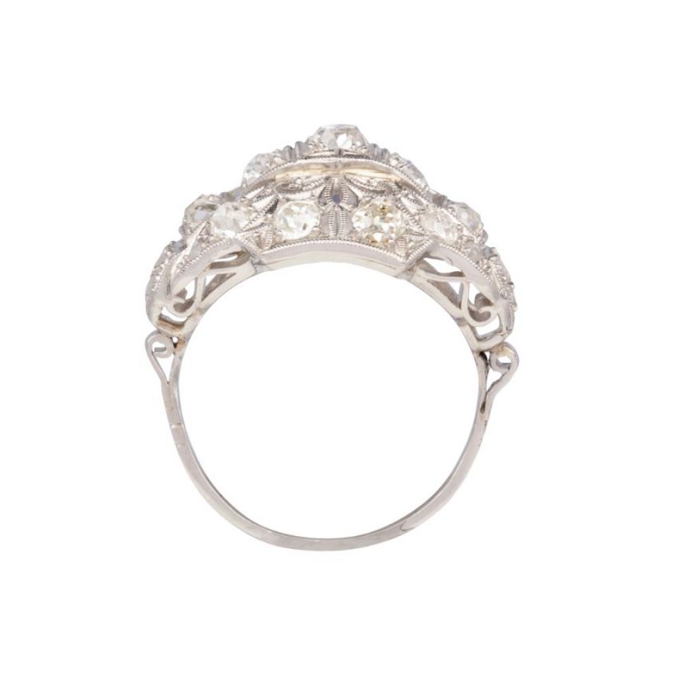 Handmade Original Art Deco Platinum Domed Ring