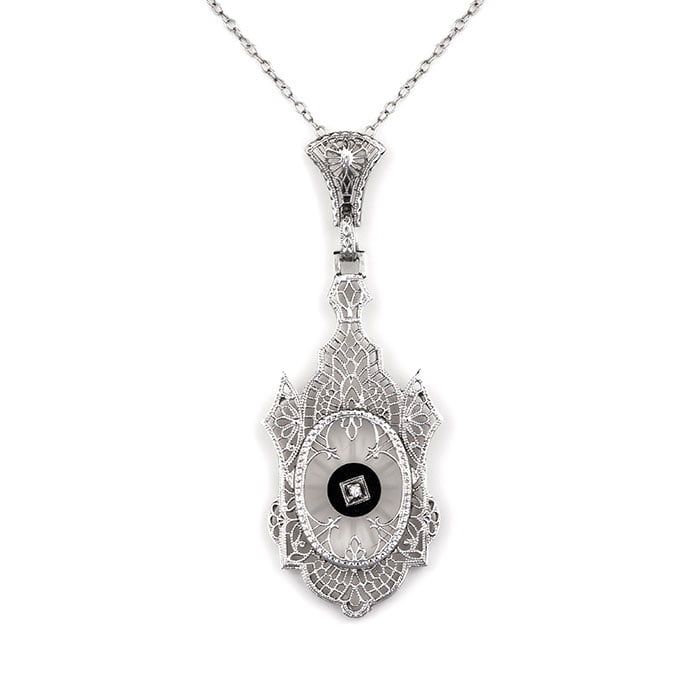 Vintage Art Deco Silver Camphor Glass Pendant Necklace – Boylerpf