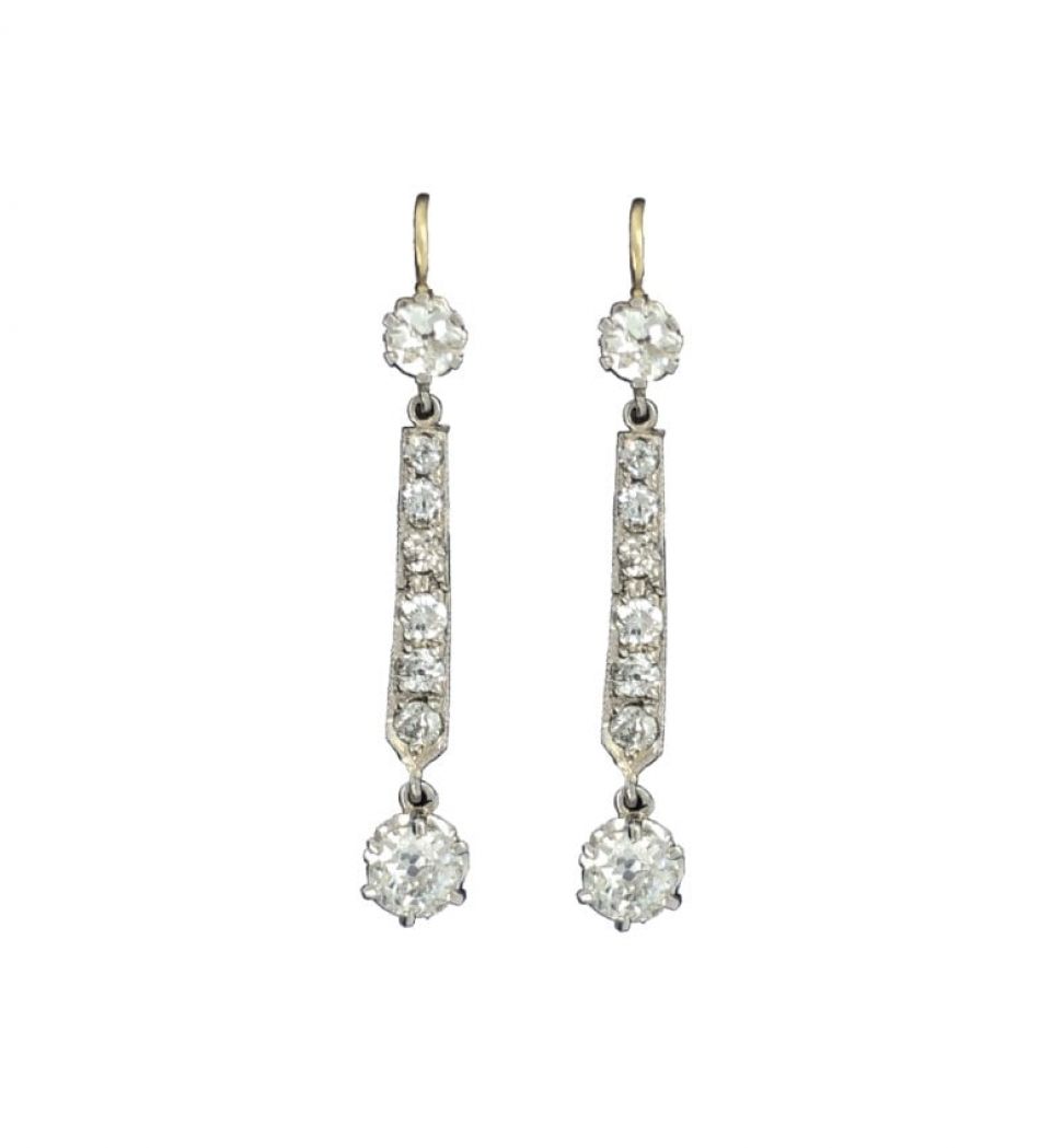 art deco white gold earrings